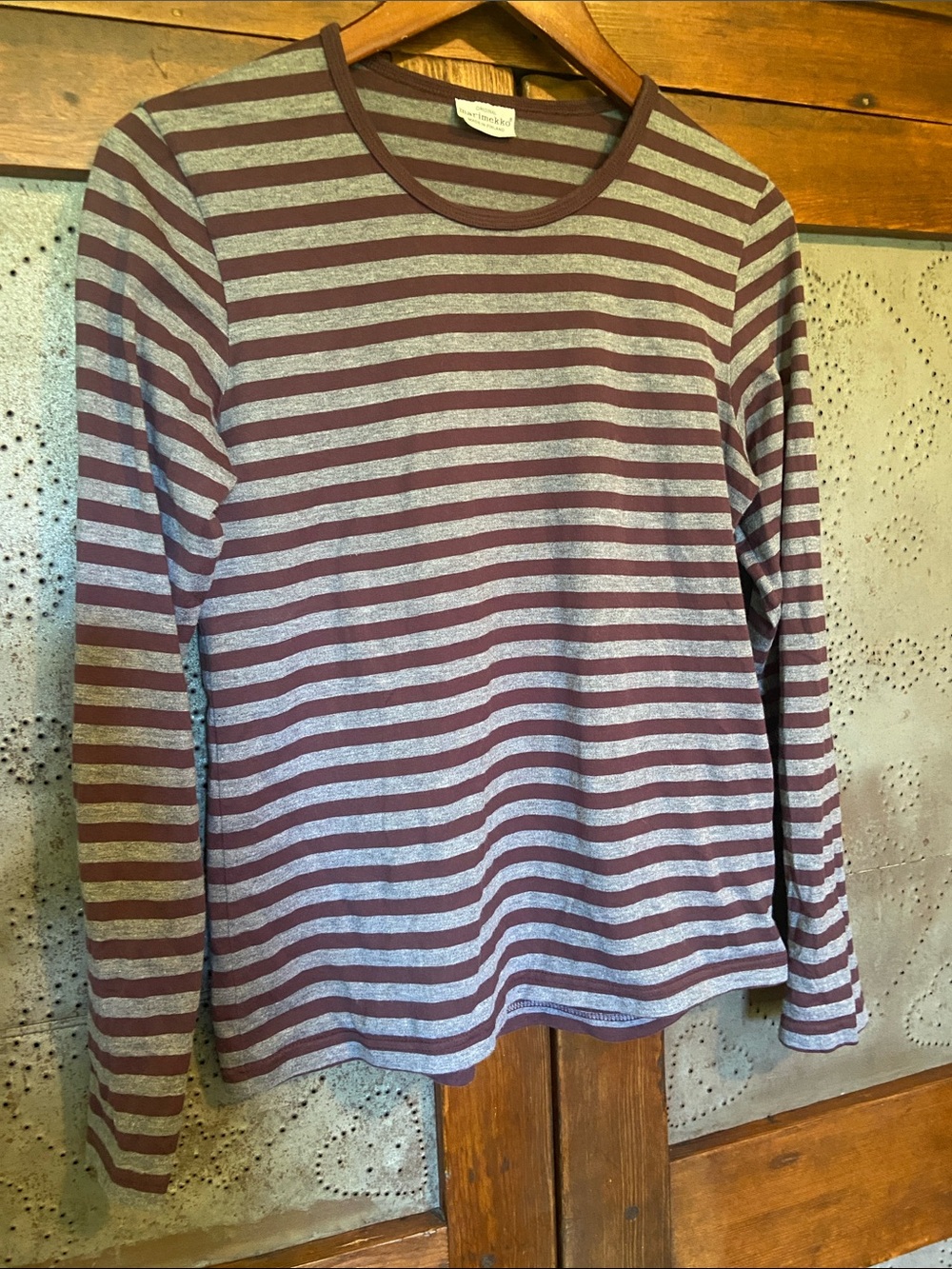 Marimekko Striped Long Sleeve Shirt Purple Blue M